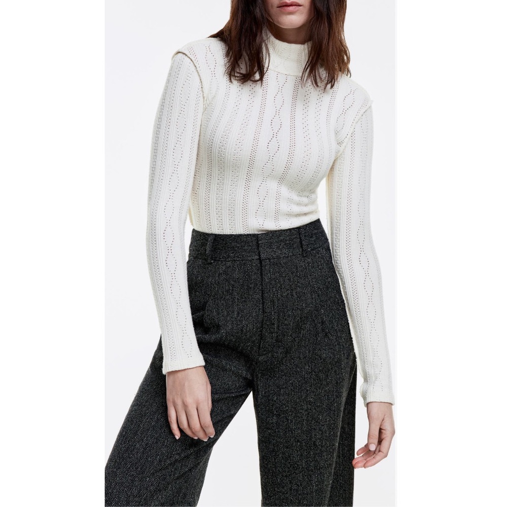 SMYTHE Ivory Pointelle Turtleneck Size XL